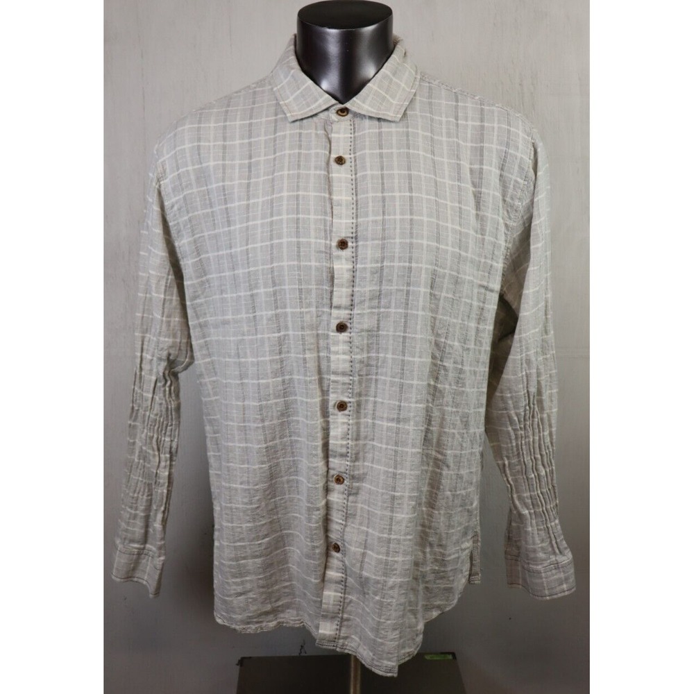 Mens Carbon 2 Cobalt Long Sleeve Button Front Shirt Linen Blend Size XL Gray
